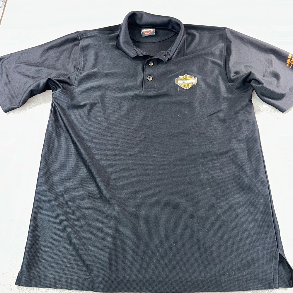 Harley-Davidson Mens Performance Polo Shirt Black Appleton WI Logo Large